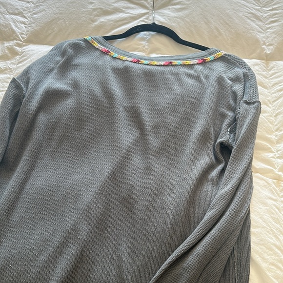 We The Free Rainbow Thermal Henley Long Sleeve Women's Size L, Dark Gray - Picture 7 of 9